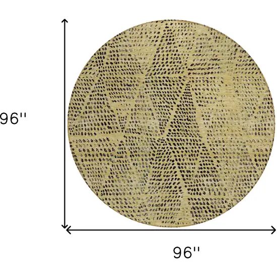 8' Gold Black And Charcoal Round Geometric Washable Indoor Outdoor Area Rug Photo 3