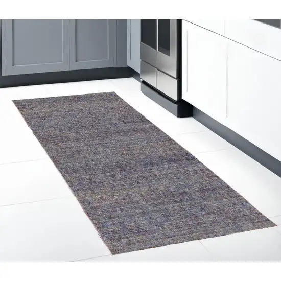 Blue and Ivory Power Loom Runner Rug Photo 1