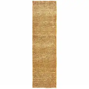 Photo of Gold Rust Brown Ivory Purple And Lavender Power Loom Stain Resistant Runner Rug