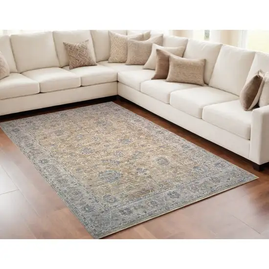 Gold Southwestern Power Loom Stain Resistant Area Rug Photo 1