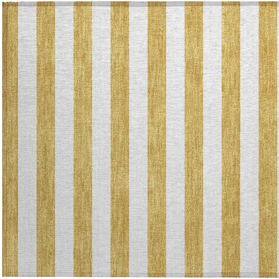 Gold Striped Washable Non Skid Indoor Outdoor Area Rug Photo 7