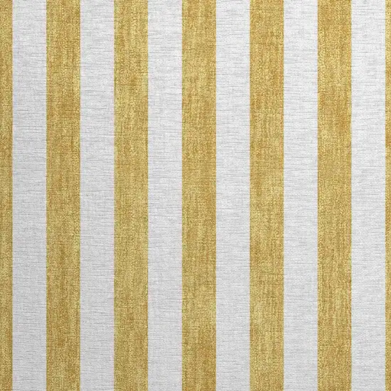 Gold Striped Washable Non Skid Indoor Outdoor Area Rug Photo 6