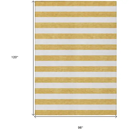 Gold Striped Washable Non Skid Indoor Outdoor Area Rug Photo 3