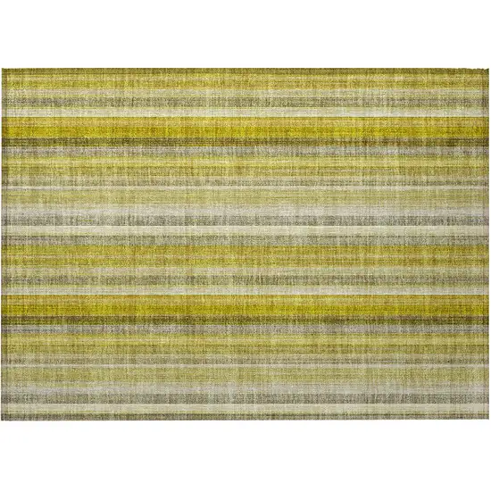 Gold Striped Washable Non Skid Indoor Outdoor Area Rug Photo 5