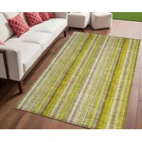 Photo of Gold Striped Washable Non Skid Indoor Outdoor Area Rug