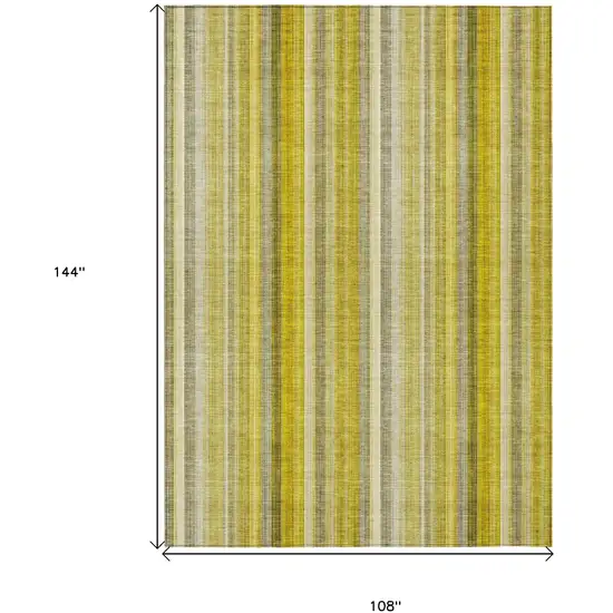 Gold Striped Washable Non Skid Indoor Outdoor Area Rug Photo 3