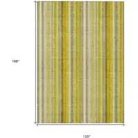 Photo of Gold Striped Washable Non Skid Indoor Outdoor Area Rug