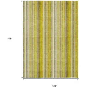 Photo of Gold Striped Washable Non Skid Indoor Outdoor Area Rug