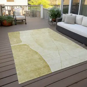 Photo of Gold Wheat And Beige Abstract Washable Indoor Outdoor Area Rug