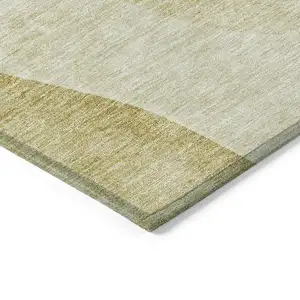 Photo of Gold Wheat And Beige Abstract Washable Indoor Outdoor Area Rug