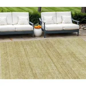 Photo of Gold Wheat And Beige Striped Washable Indoor Outdoor Area Rug