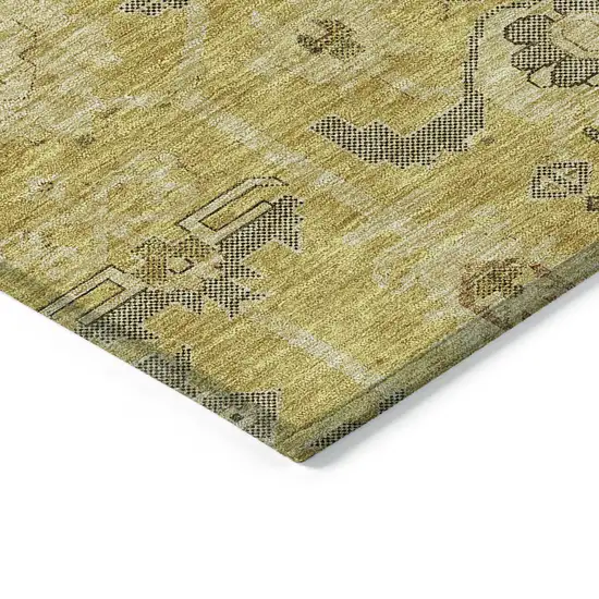 Gold Wheat And Gray Oriental Washable Indoor Outdoor Area Rug Photo 3