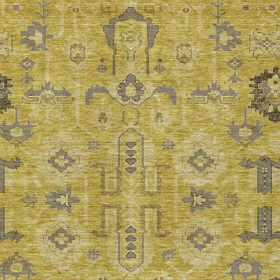 Gold Wheat And Gray Oriental Washable Indoor Outdoor Area Rug Photo 5