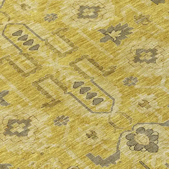 Gold Wheat And Gray Oriental Washable Indoor Outdoor Area Rug Photo 4