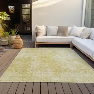 Photo of Gold Wheat And Ivory Abstract Washable Indoor Outdoor Area Rug