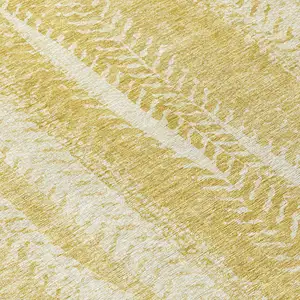 Photo of Gold Wheat And Ivory Botanical Leaves Washable Indoor Outdoor Area Rug