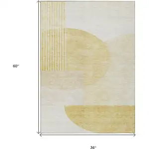 Photo of Gold Wheat And Ivory Geometric Washable Indoor Outdoor Area Rug