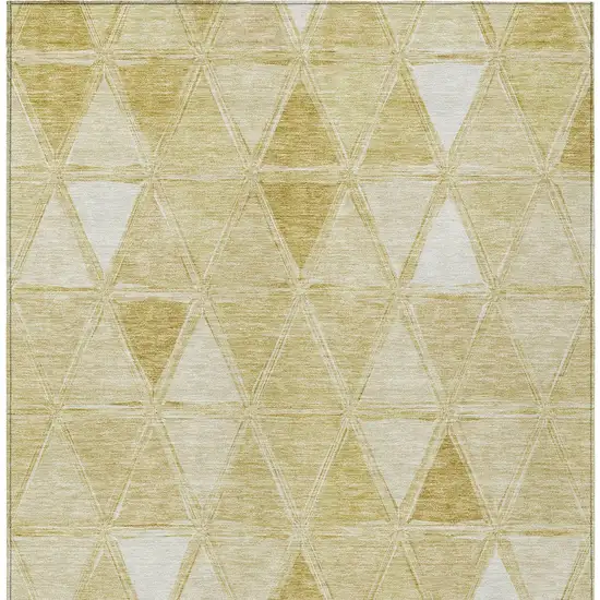 Gold Wheat And Ivory Geometric Washable Indoor Outdoor Area Rug Photo 6