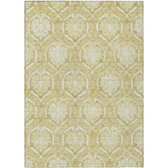 Gold Wheat And Ivory Medallion Washable Indoor Outdoor Area Rug Photo 2