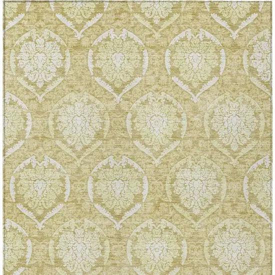 Gold Wheat And Ivory Medallion Washable Indoor Outdoor Area Rug Photo 7