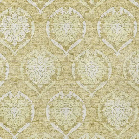 Gold Wheat And Ivory Medallion Washable Indoor Outdoor Area Rug Photo 6