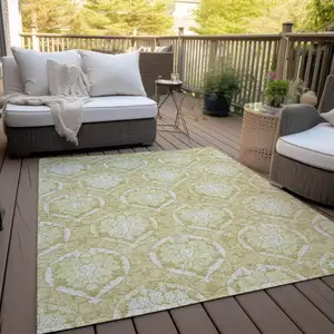 Photo of Gold Wheat And Ivory Medallion Washable Indoor Outdoor Area Rug