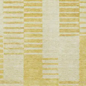 Photo of Gold Wheat And Ivory Striped Washable Indoor Outdoor Area Rug