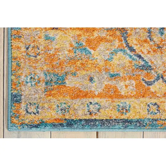 Gold and Blue Antique Area Rug Photo 2