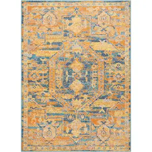 Photo of Gold and Blue Antique Area Rug