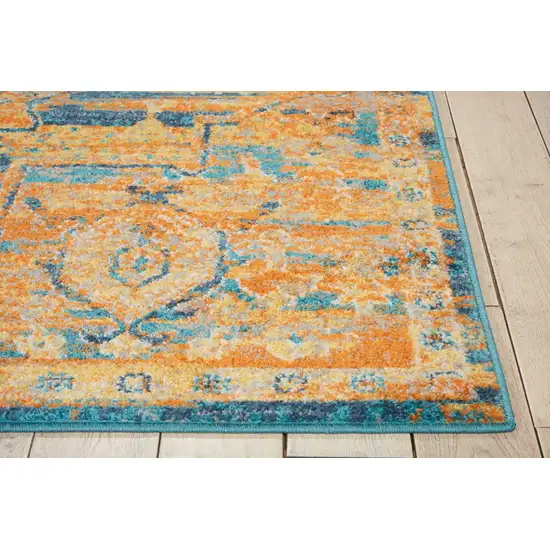 Gold and Blue Antique Area Rug Photo 3