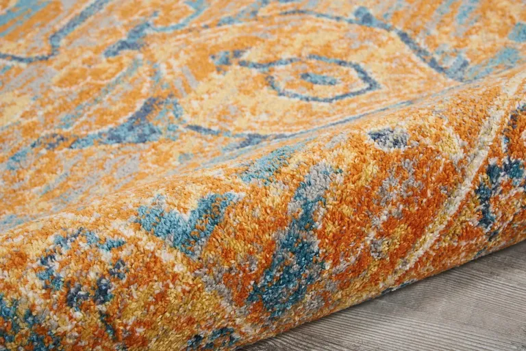 Gold and Blue Antique Area Rug Photo 3