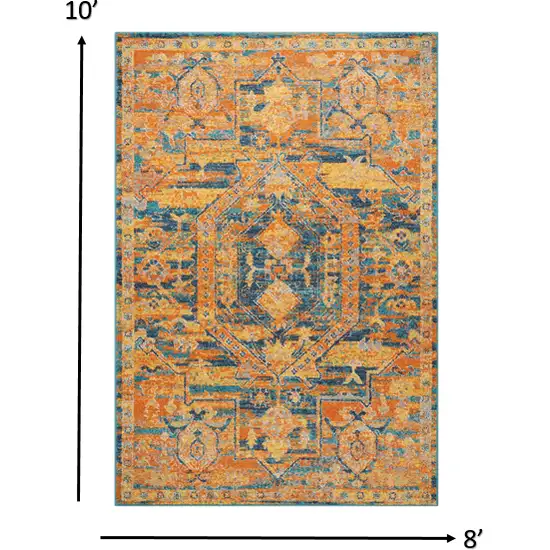 Gold and Blue Antique Area Rug Photo 4