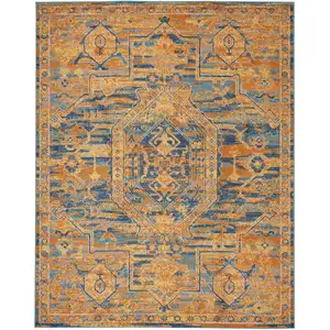 Photo of Gold and Blue Antique Area Rug