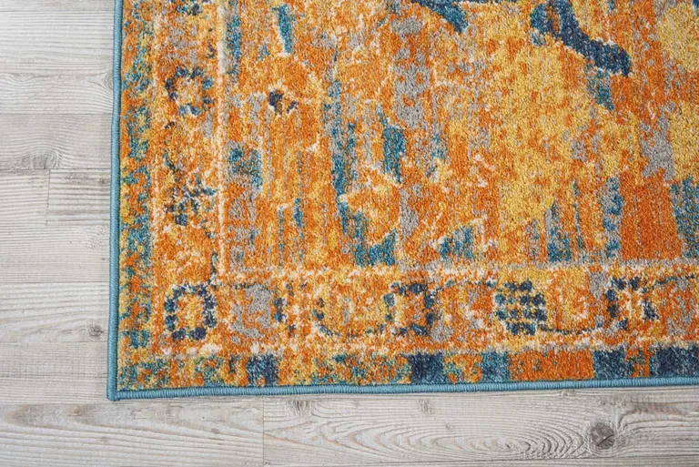 Gold and Blue Antique Area Rug Photo 2