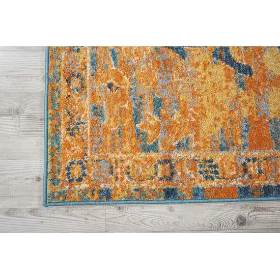 Gold and Blue Antique Area Rug Photo 2