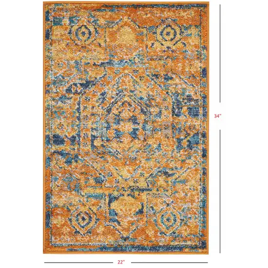 Gold and Blue Antique Scatter Rug Photo 3