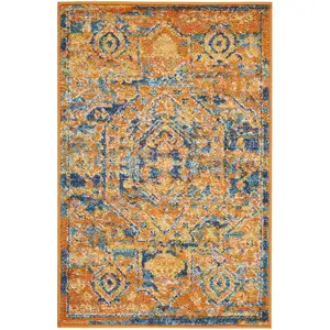 Photo of Gold and Blue Antique Scatter Rug