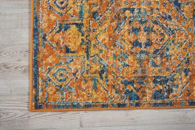 Gold and Blue Antique Scatter Rug Photo 5