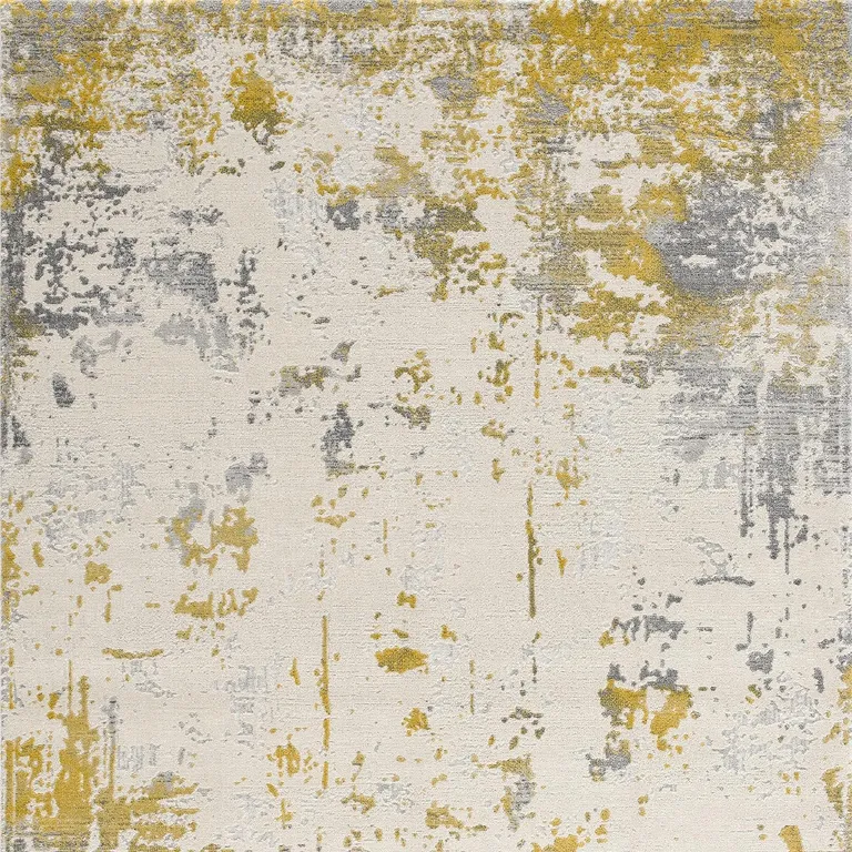 Gold and Gray Abstract Area Rug Photo 4