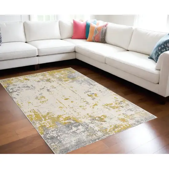 Gold Abstract Dhurrie Area Rug Photo 1