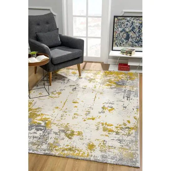 Gold and Gray Abstract Area Rug Photo 7