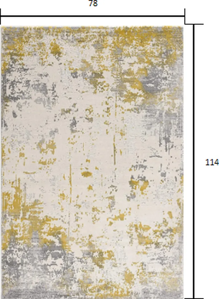 Gold and Gray Abstract Area Rug Photo 2