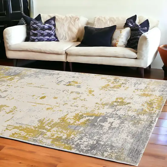 Gold Abstract Dhurrie Area Rug Photo 1