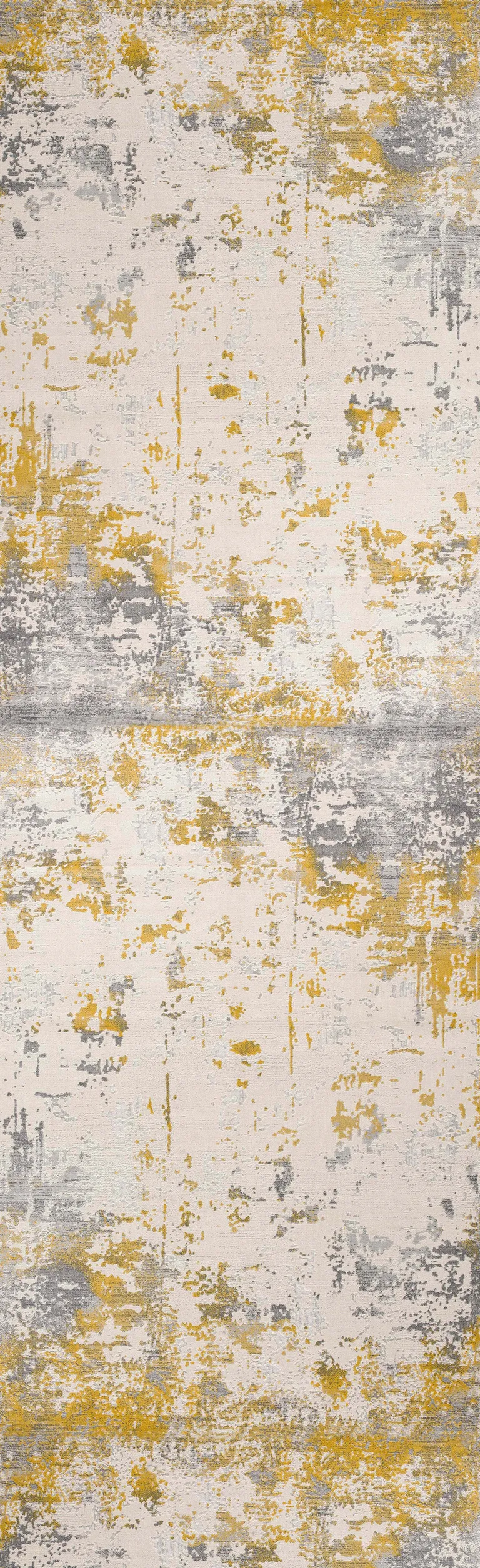 Gold and Gray Abstract Runner Rug Photo 2