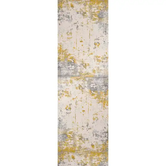 Gold and Gray Abstract Runner Rug Photo 2