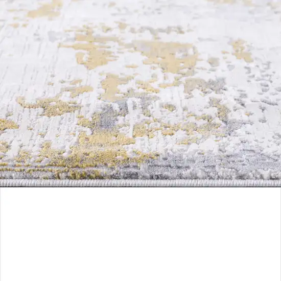 Gold and Gray Abstract Runner Rug Photo 5