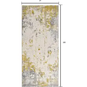 Photo of Gold and Gray Abstract Runner Rug