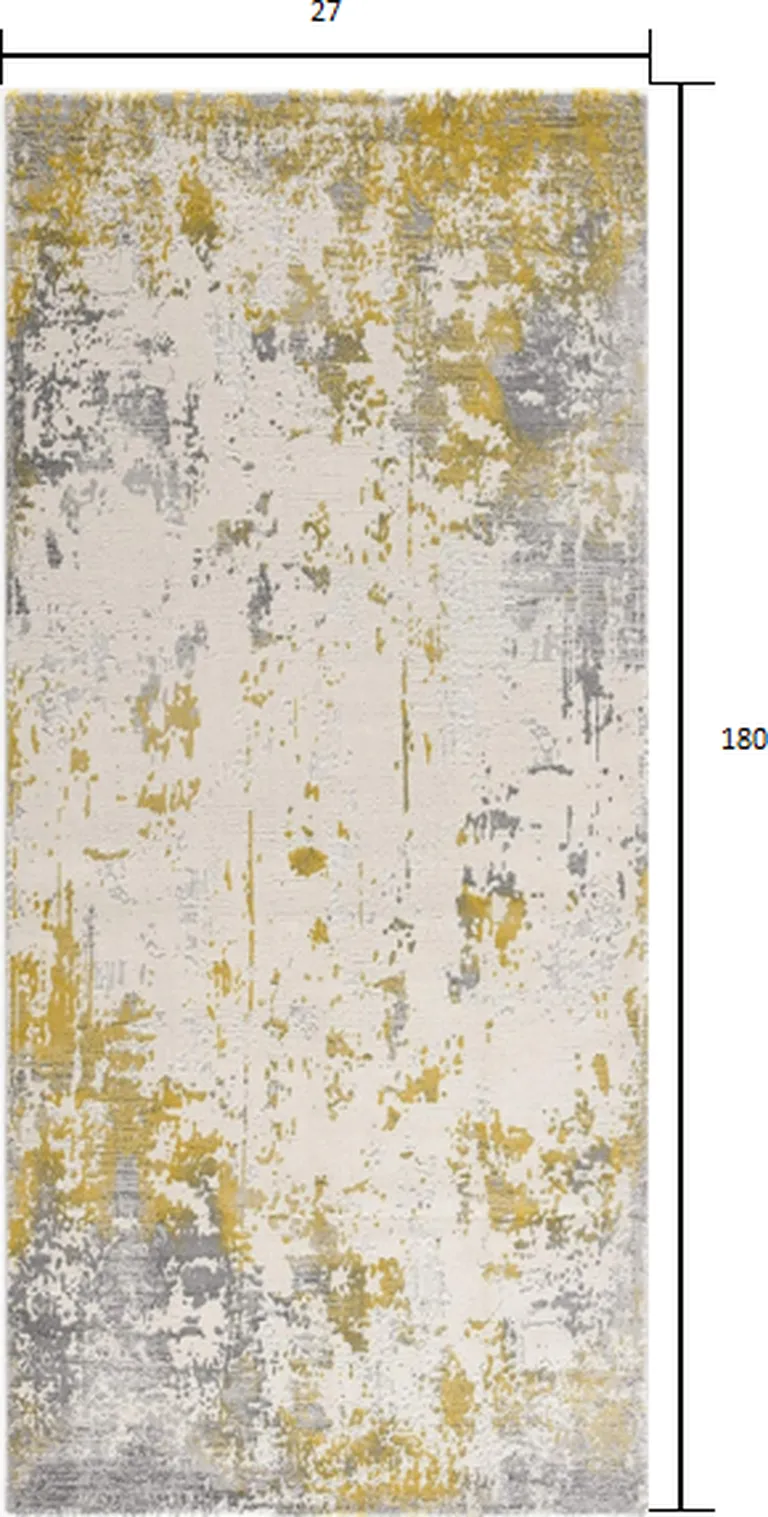Gold and Gray Abstract Runner Rug Photo 1
