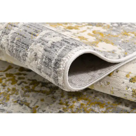 Gold and Gray Abstract Runner Rug Photo 3