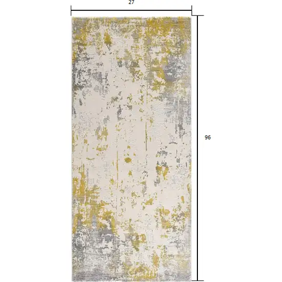 Gold and Gray Abstract Runner Rug Photo 1